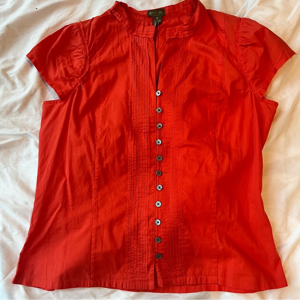 Anthropologie Orange Red Button-Down Women's Shirt Never Worn